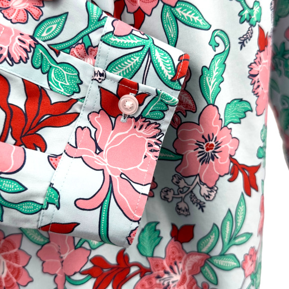 Lands' End Lotus Floral Button Down Shirt Womens Size 8‎ Cottagecore 3/4 Sleeve - Picture 5 of 10